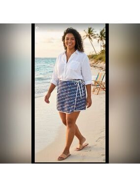 Liz Claiborne Woman VTG multi color beach chair skort 24W Fun!